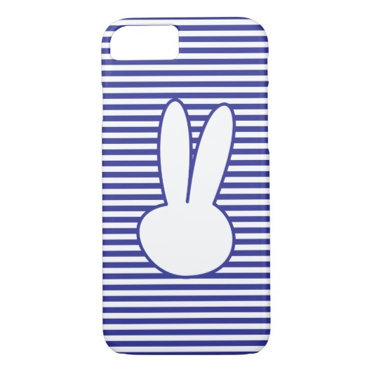 Coques Case-Mate iPhone Motif lapin blanc et rayures bleues (Dos)