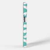 Coques Case-Mate iPhone Motif lapin mou sur Monogramme Turquoise (Verso / Droite)