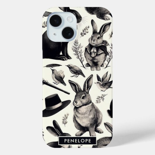 Coques Case-Mate iPhone Motif lapin Vintage (Verso)
