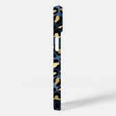 Coques Case-Mate iPhone Motif léopard bleu or monogramme (Verso / Droite)