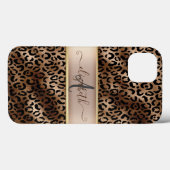 Coques Case-Mate iPhone Motif léopard Bronze Noir Monogramme (Verso (horizontal))