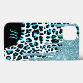 Coques Case-Mate iPhone Motif léopard des neiges avec Parties scintillant  (Verso (horizontal))