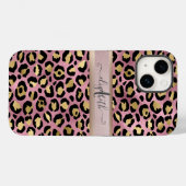Coques Case-Mate iPhone Motif léopard Monogramme Or rose Noir (Verso (horizontal))
