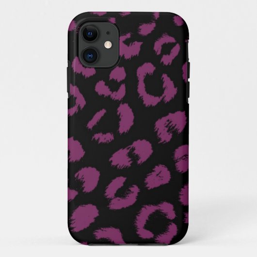 Coques Case-Mate iPhone Motif léopard noir et violet (Dos)