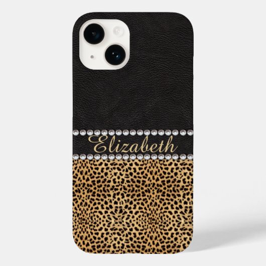 Coques Case-Mate iPhone Motif Léopard Strass Diamants Monogramme (Verso)