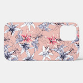 Coques Case-Mate iPhone Motif Lillies rose et blanc (Verso (horizontal))