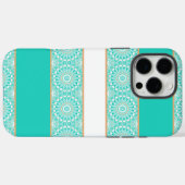 Coques Case-Mate iPhone Motif Mandala à rayures turquoise (Verso (horizontal))
