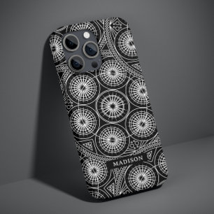 Coque Pour iPhone 14 Motif Mandala Moderne Noir Blanc Élégant Nom