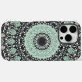 Coques Case-Mate iPhone Motif Mandala Vert Menthe et Charbon (Verso (horizontal))