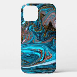 Case-Mate iPhone Case Motif marbré bleu et or. Liqu de marbre doré