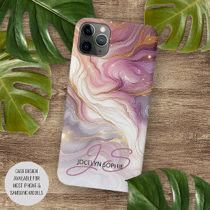 Case-Mate iPhone Case Motif Marbre Rose Mauve Violet Personnalisé Or
