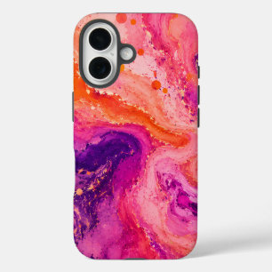 Coques iPhone 16 Motif Marbre Rose Orange Violet