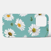 Coques Case-Mate iPhone Motif marguerrier, Arrière - plan Turquoise, (Verso (horizontal))