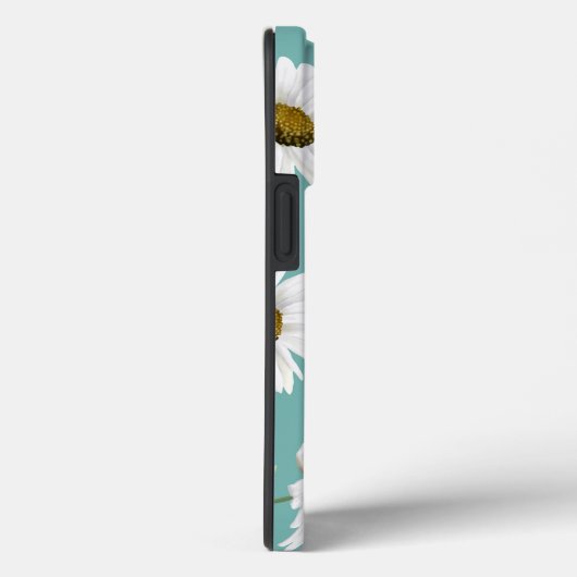 Coques Case-Mate iPhone Motif marguerrier, Arrière - plan Turquoise, (Verso / Droite)