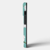 Coques Case-Mate iPhone Motif marguerrier, Arrière - plan Turquoise, (Verso / Gauche)