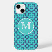 Coques Case-Mate iPhone Motif marocain turquoise et bleu - Monogramme (Verso)