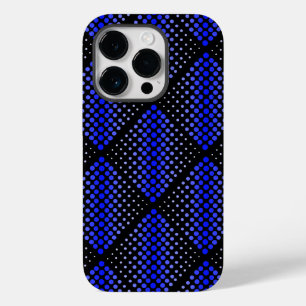 Coque Pour iPhone 14 Pro Motif matriciel bleu 01 Black BG
