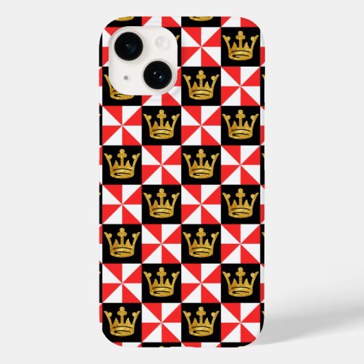 Coques Case-Mate iPhone Motif médiéval Rouge Blanc Faux Or (Verso)