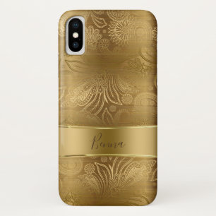 Coque Case-Mate Pour iPhone Motif métal or & or Floral Paisley