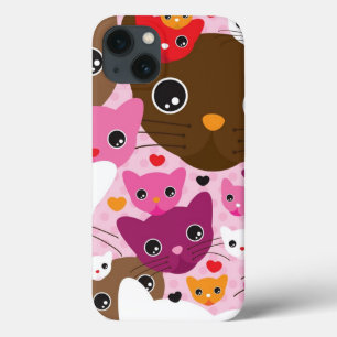 Etui iPhone 13 motif mignon d'arrière - plan de chat de chaton