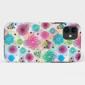 Coques Case-Mate iPhone Motif mignon d'arrière - plan de hibou de fleur (Dos (Horizontal))