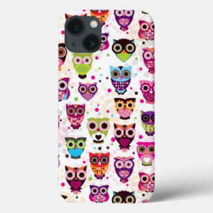 iPhone 13 Coque Motif mignon d'arrière - plan de hibou pour des