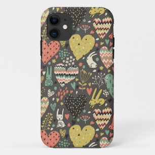 Coques Pour iPhone Motif mignon de lapins d'amour avec des coeurs