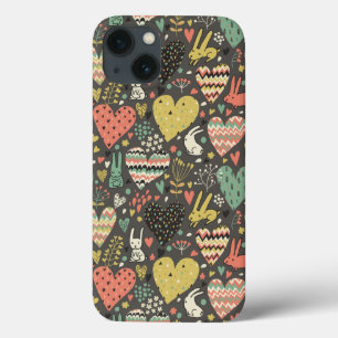 Coques Pour iPhone Motif mignon de lapins d'amour avec des coeurs
