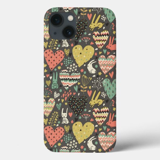 Coques Case-Mate iPhone Motif mignon de lapins d'amour avec des coeurs (Verso)