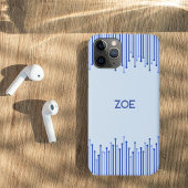 Coques Case-Mate iPhone Motif moderne à rayures sur bleu pâle