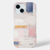 Coques Case-Mate iPhone Motif Moderne Abstrait de Pastel avec Monogramme (Verso)
