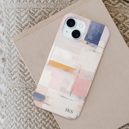 Coques Case-Mate iPhone Motif Moderne Abstrait de Pastel avec Monogramme