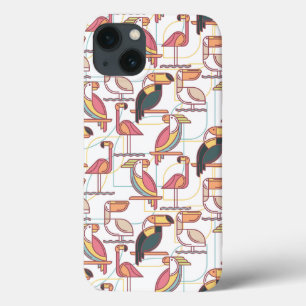 iPhone 13 Coque Motif moderne avec les oiseaux tropicaux
