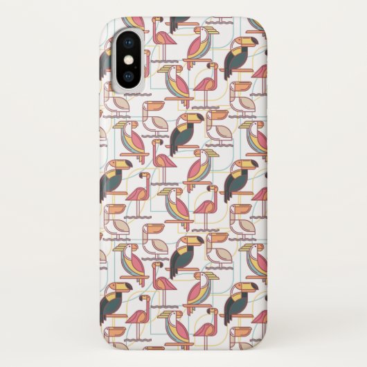 Coques Case-Mate iPhone Motif moderne avec les oiseaux tropicaux (Dos)