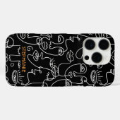 Coques Case-Mate iPhone Motif moderne Black White Face Line Personnalisé (Verso (horizontal))