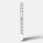 Coques Case-Mate iPhone Motif moderne Blue Grey Chevron avec nom (Verso / Gauche)