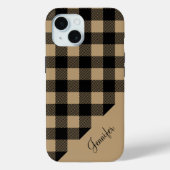 Coques Case-Mate iPhone Motif moderne Buffalo Beige Plaid Check (Verso)