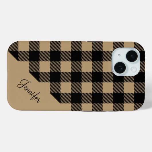 Coques Case-Mate iPhone Motif moderne Buffalo Beige Plaid Check (Verso (horizontal))