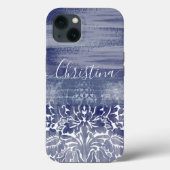 Coques Case-Mate iPhone Motif moderne Damask Blue Arty (Verso)