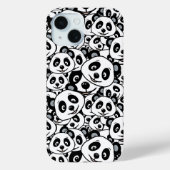 Coques Case-Mate iPhone Motif moderne d'ours panda mignon en noir et blanc (Verso)