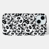 Coques Case-Mate iPhone Motif moderne d'ours panda mignon en noir et blanc (Verso (horizontal))