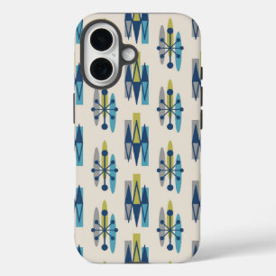 Coques iPhone 16 Motif moderne du milieu du siècle de l'âge atomiqu