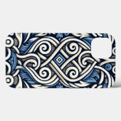 Coques Case-Mate iPhone Motif moderne grec bleu et blanc (Verso (horizontal))