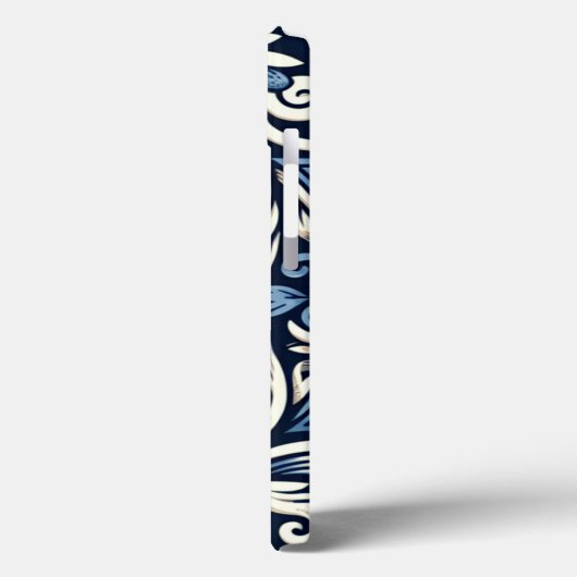 Coques Case-Mate iPhone Motif moderne grec bleu et blanc (Verso / Gauche)