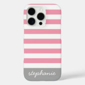 Coques Case-Mate iPhone Motif moderne Gris rose avec nom (Verso)