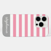 Coques Case-Mate iPhone Motif moderne Gris rose avec nom (Verso (horizontal))