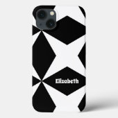 Coques Case-Mate iPhone Motif moderne mignon Monogramme Nom noir blanc (Verso)