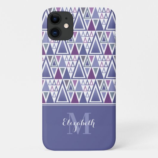 Coques Case-Mate iPhone Motif moderne rétro rose violet monogrammé (Dos)