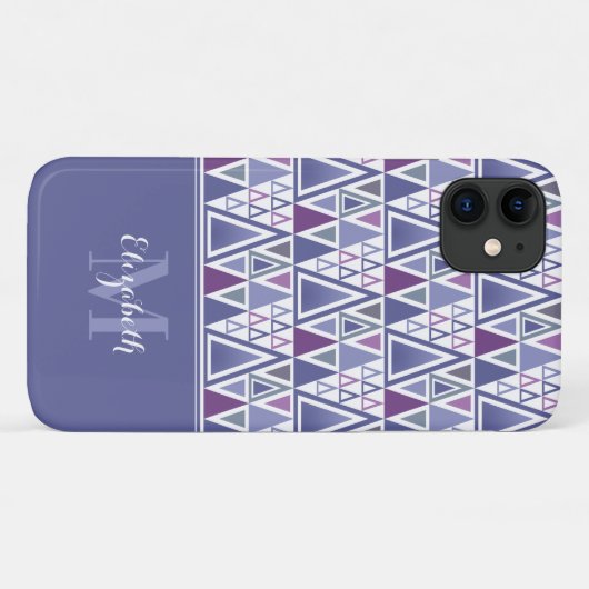 Coques Case-Mate iPhone Motif moderne rétro rose violet  monogrammé (Dos (Horizontal))