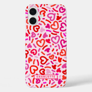Coques iPhone 16 Plus Motif Moderne Rouge Rose Violet Amour Romantique C